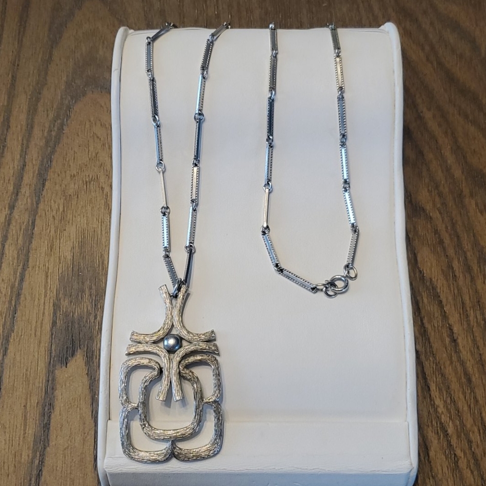 Vintage Lotus Pendant Necklace, 24"